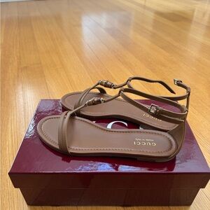 Gucci Tan Leather Sandals